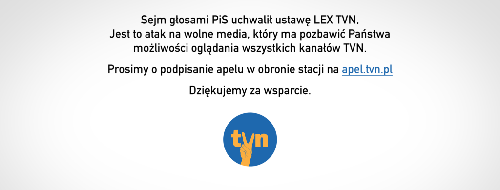 Podpisz apel w obronie TVN i innych wolnych&nbsp;mediów!